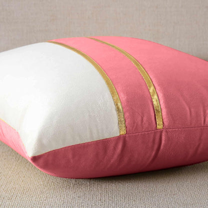 Premium Velvet Set of 2 Decorative Throw Pillow/Cushion Covers with Gold Stripes